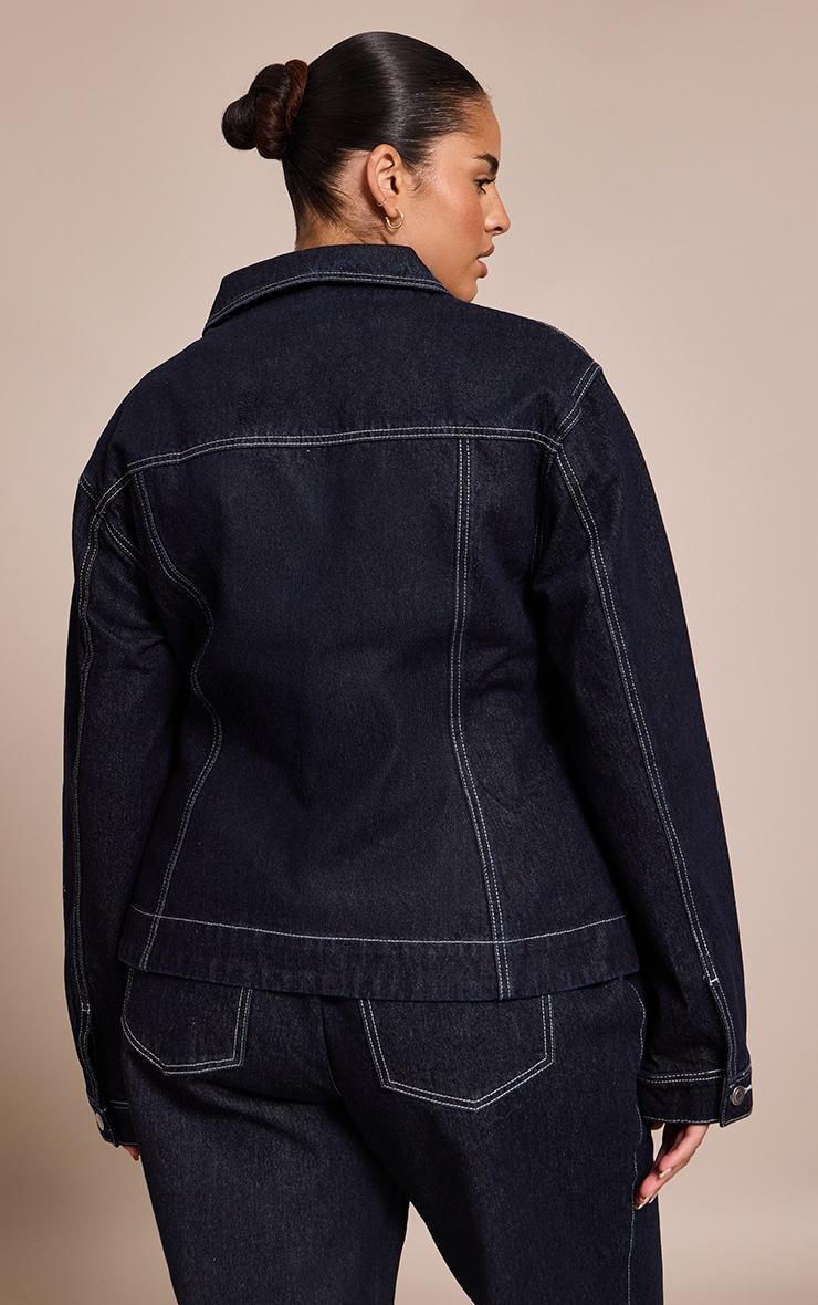 Pretty Little Thing Plus Raw Indigo Cinched Waist Denim Blazer