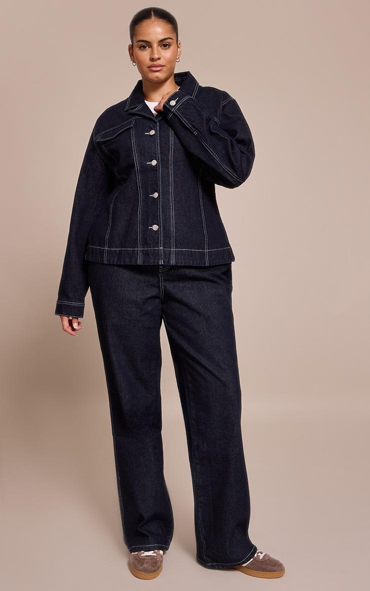 Pretty Little Thing Plus Raw Indigo Cinched Waist Denim Blazer