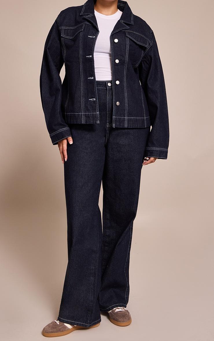 Pretty Little Thing Plus Raw Indigo High Waisted Denim Straight Leg Jeans