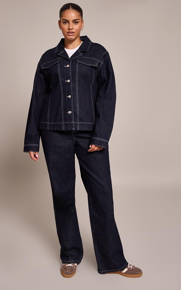 Pretty Little Thing Plus Raw Indigo High Waisted Denim Straight Leg Jeans