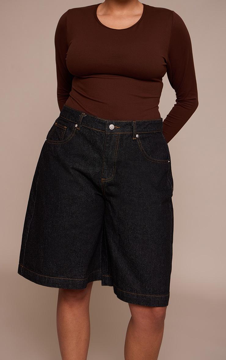Pretty Little Thing Plus Raw Indigo Wash Longline Denim Jorts
