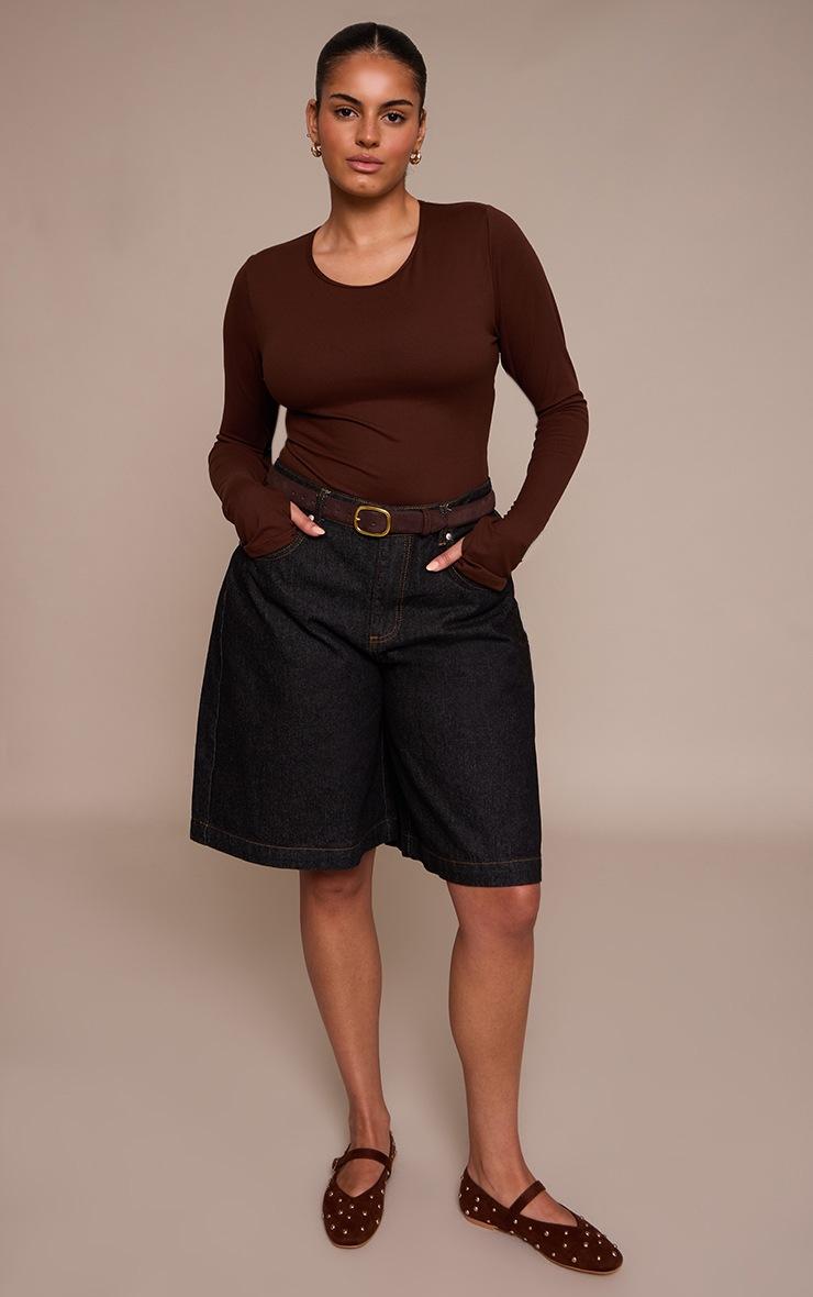 Pretty Little Thing Plus Raw Indigo Wash Longline Denim Jorts