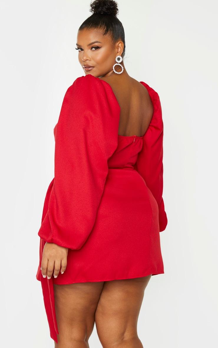 Pretty Little Thing Plus Red Ruched Cut Out Bodycon Dress