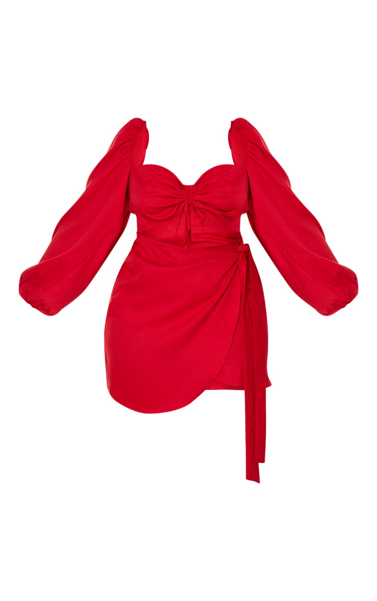 Pretty Little Thing Plus Red Ruched Cut Out Bodycon Dress