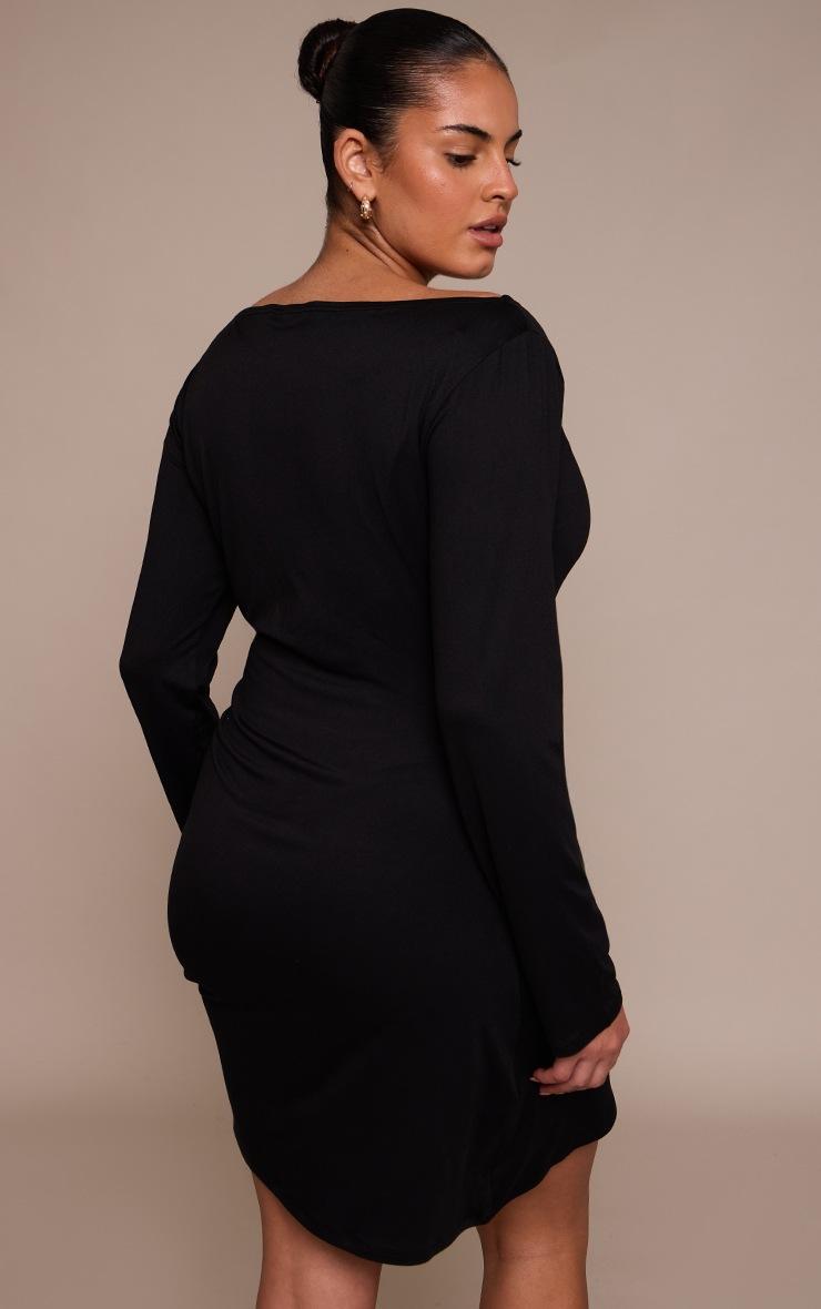 Pretty Little Thing Plus Ruched Side Boat Neck Mini Dress