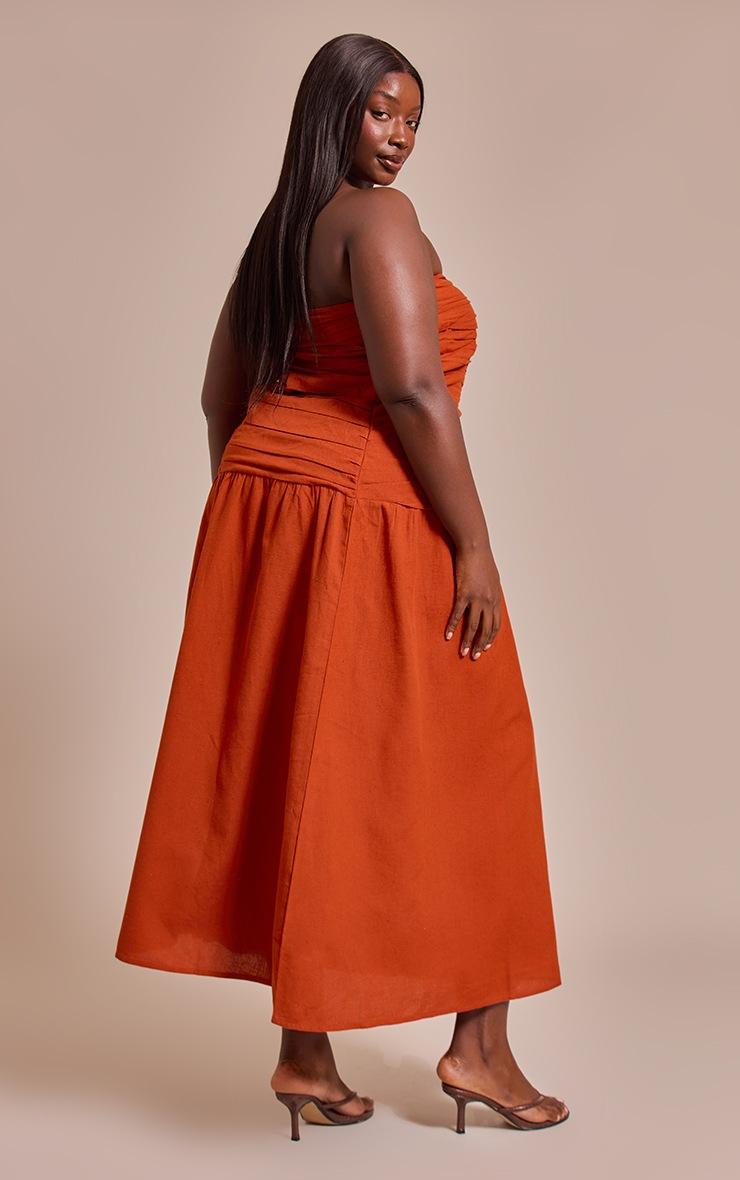 Pretty Little Thing Plus Rust Trim Detail Ruched Maxi Dress