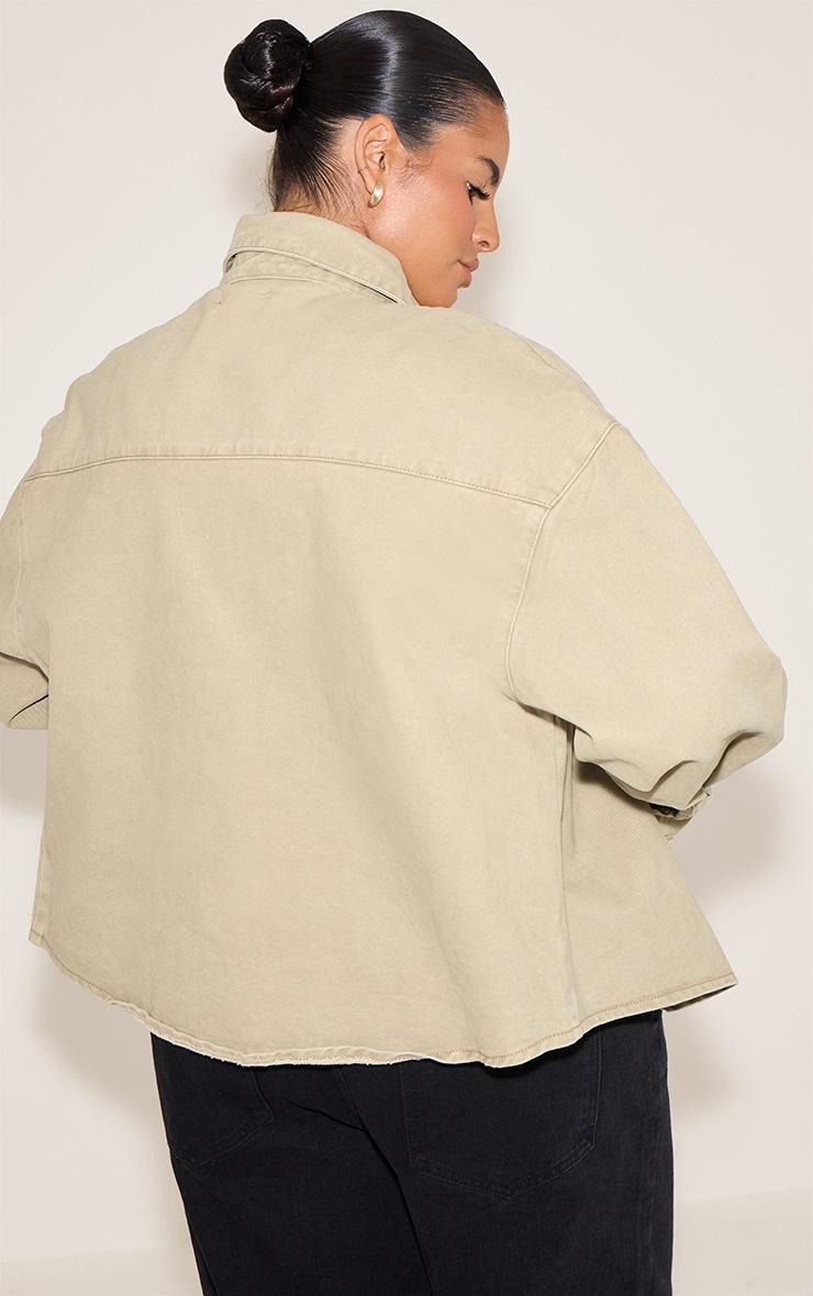 Pretty Little Thing Plus Sand Balloon Sleeve Denim Shirt