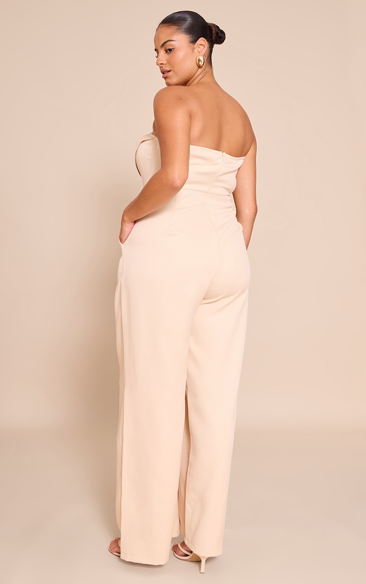 Pretty Little Thing Plus Stone Bandeau Cowl Neck Pocket Detail Jumpsuit