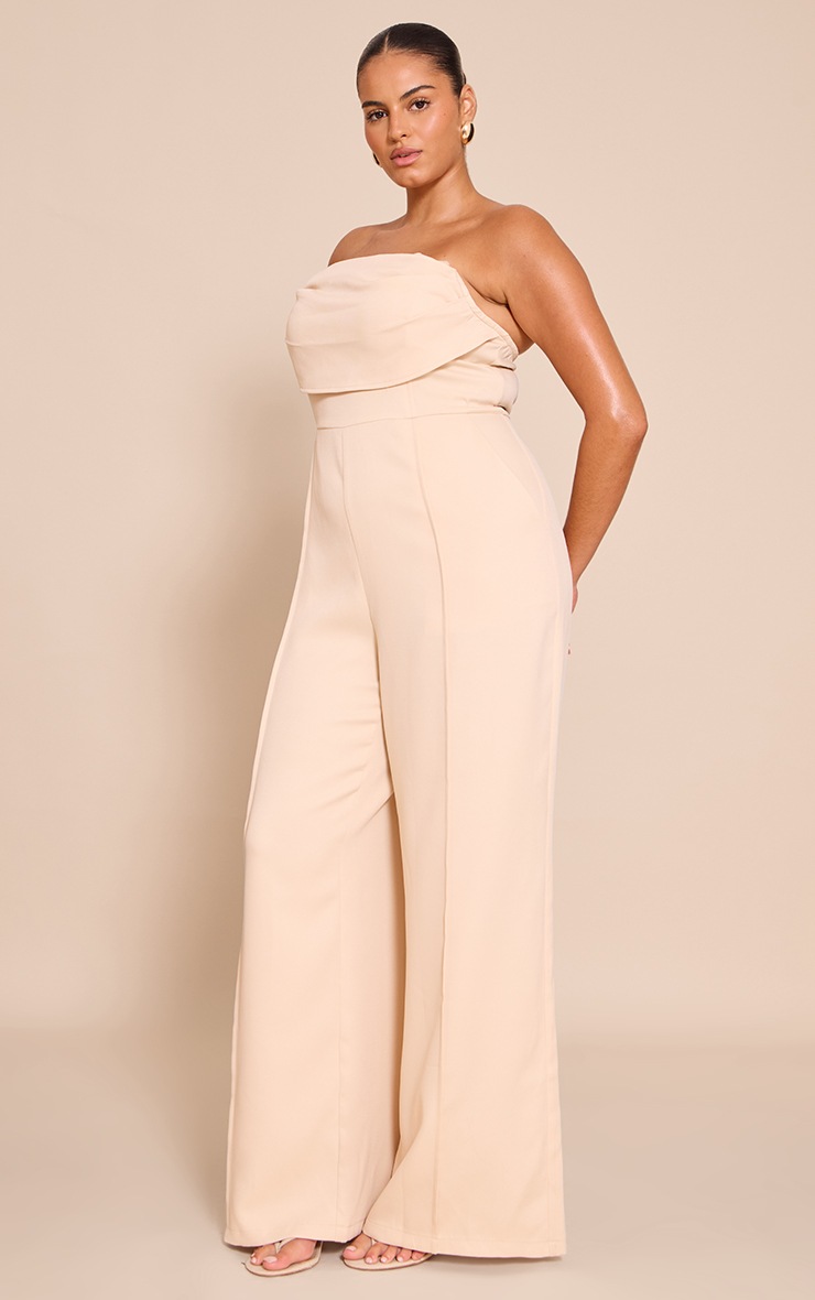 Pretty Little Thing Plus Stone Bandeau Cowl Neck Pocket Detail Jumpsuit