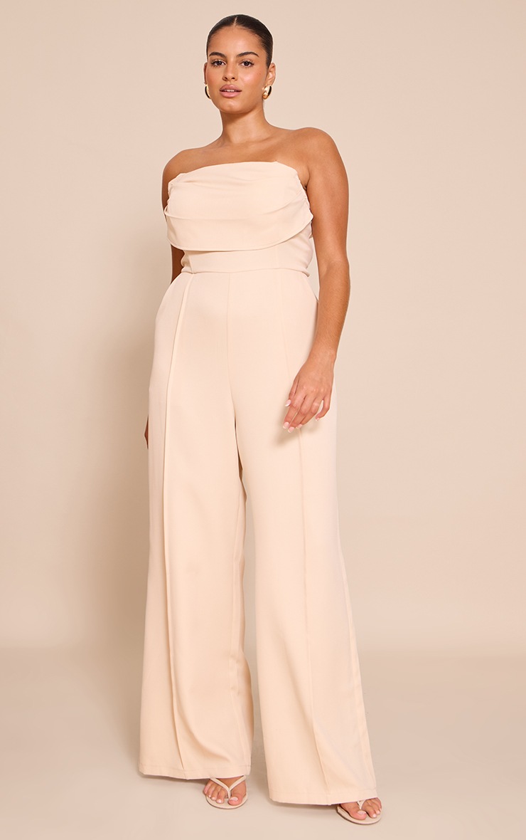 Pretty Little Thing Plus Stone Bandeau Cowl Neck Pocket Detail Jumpsuit