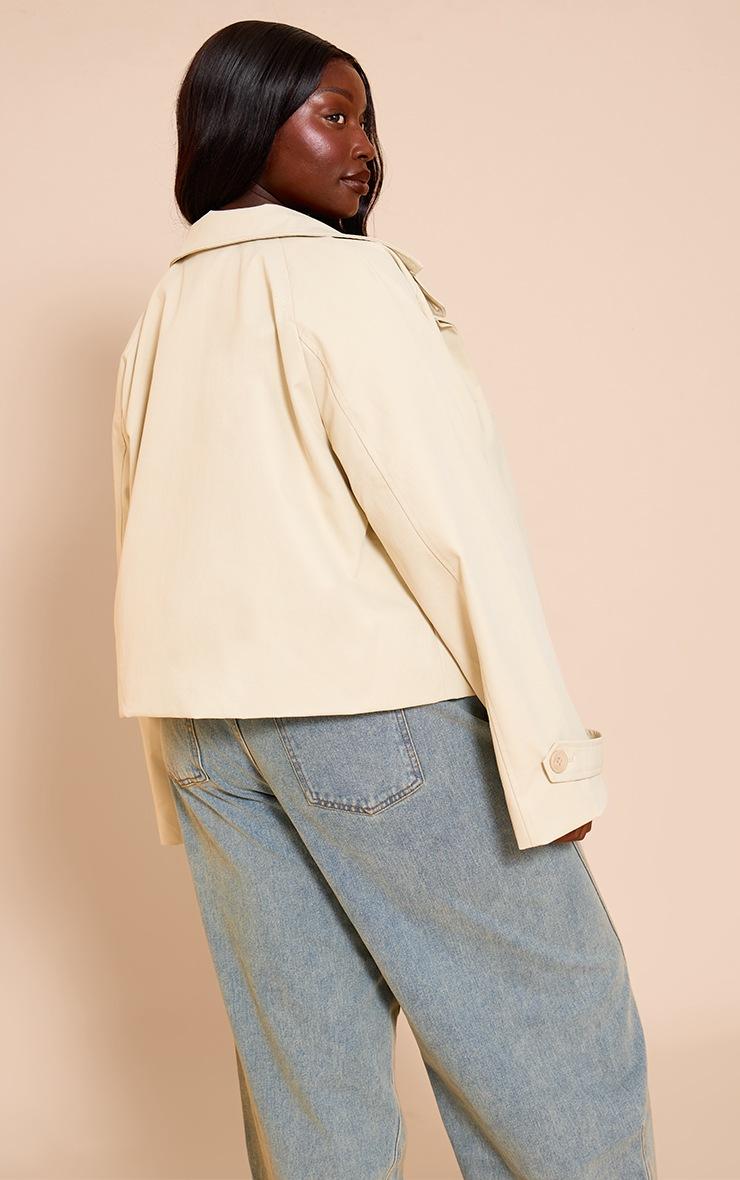 Pretty Little Thing Plus Stone Long Sleeve Trench Style Jacket