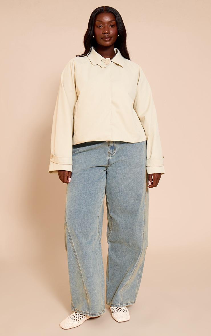 Pretty Little Thing Plus Stone Long Sleeve Trench Style Jacket