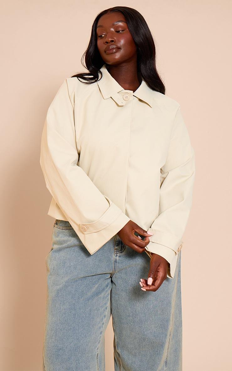 Pretty Little Thing Plus Stone Long Sleeve Trench Style Jacket