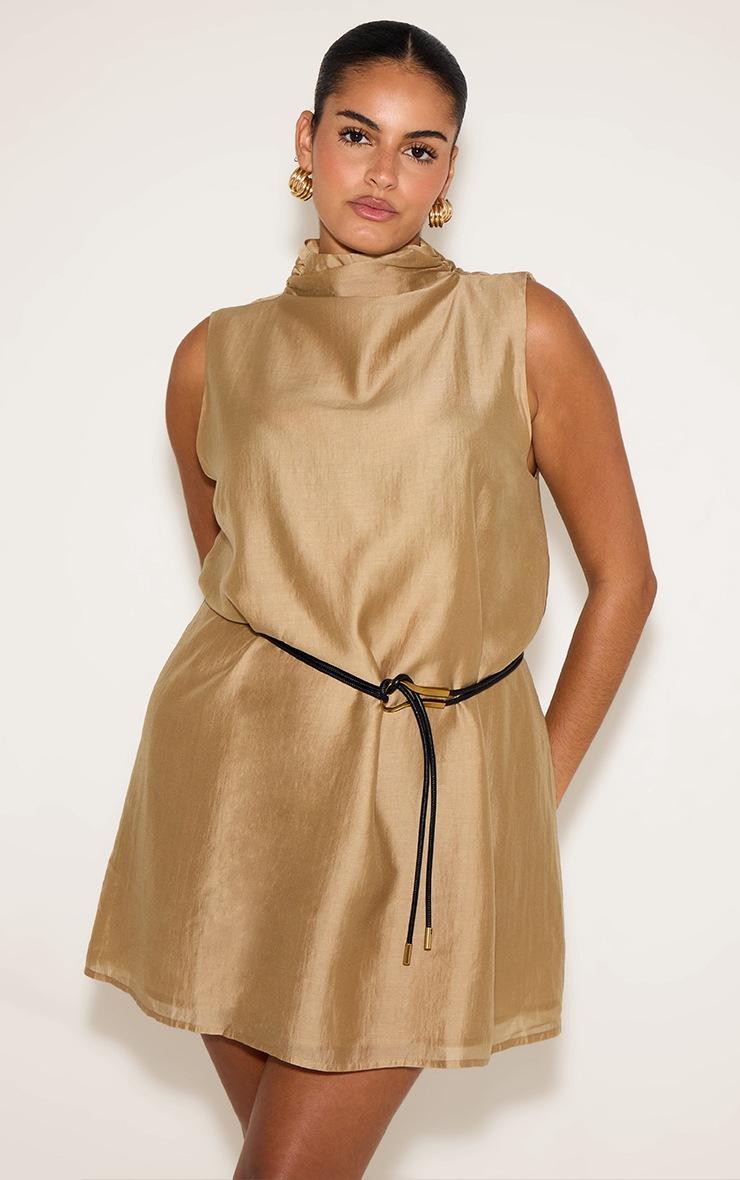 Pretty Little Thing Plus Stone Organza High Neck Shift Dress