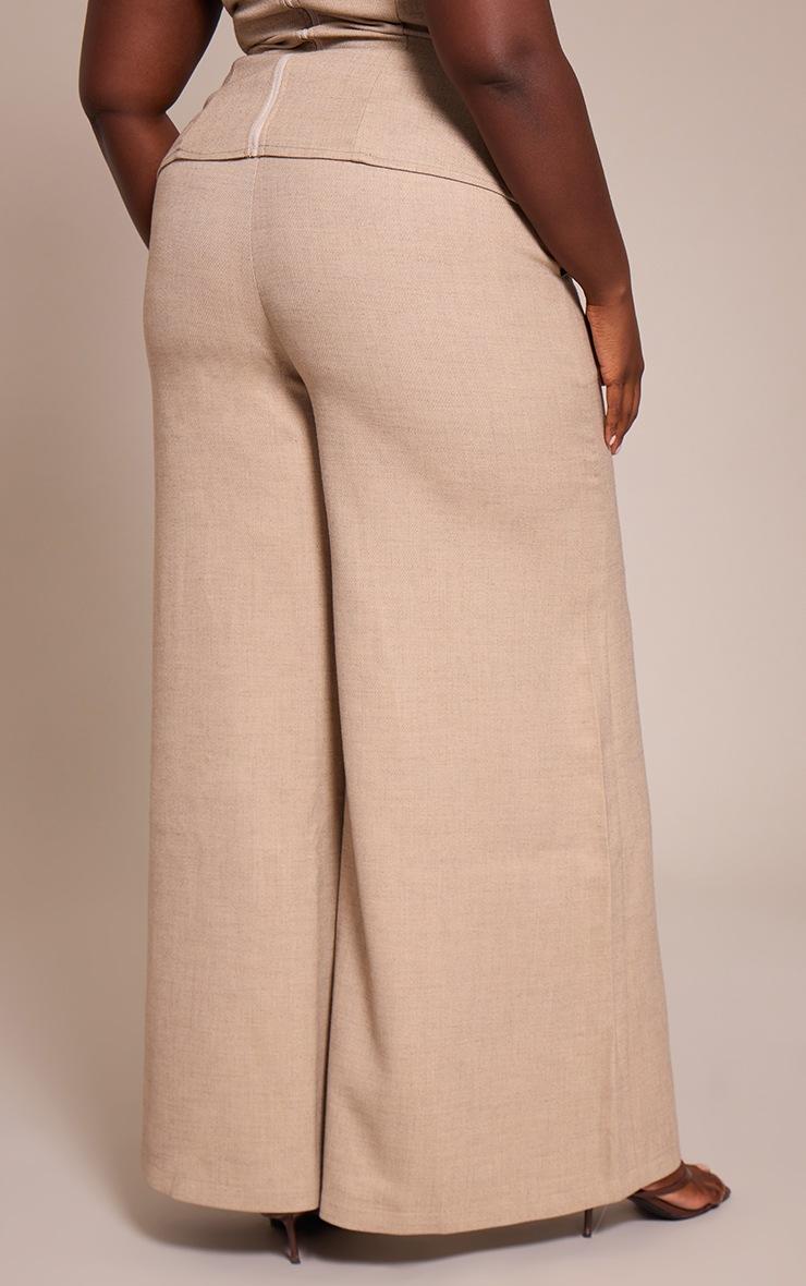 Pretty Little Thing Plus Stone Woven Tailored Extreme Wide Leg Pants