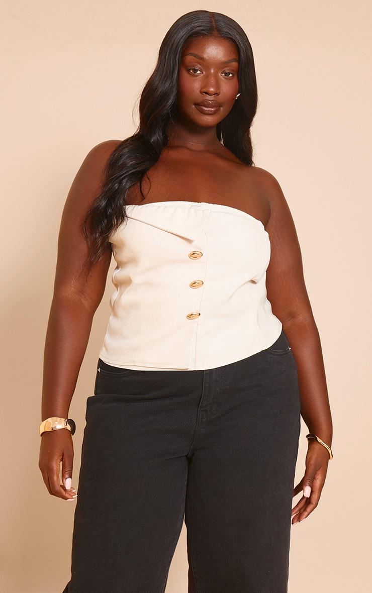 Pretty Little Thing Plus Stone Woven Trim Detail Bandeau Top