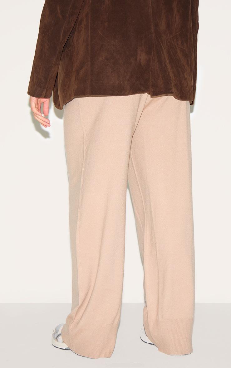 Pretty Little Thing Plus Taupe Basic Knit Wide Leg Pants