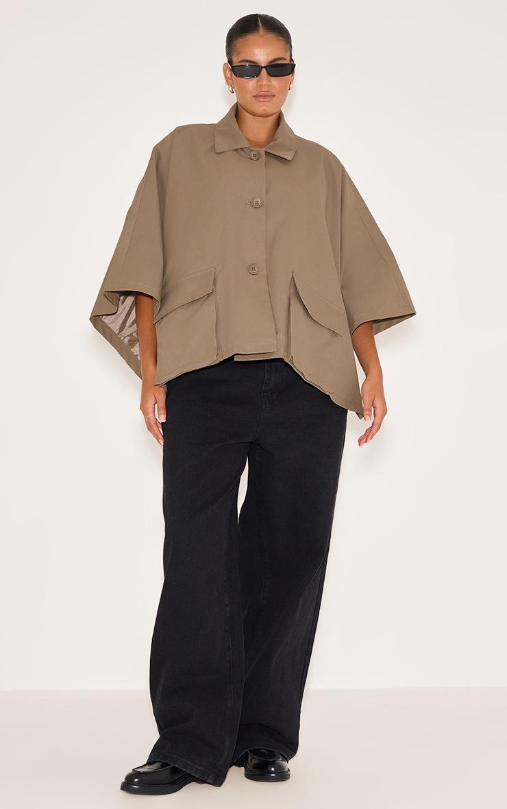 Pretty Little Thing Plus Taupe Batwing Cropped Trench Style Jacket