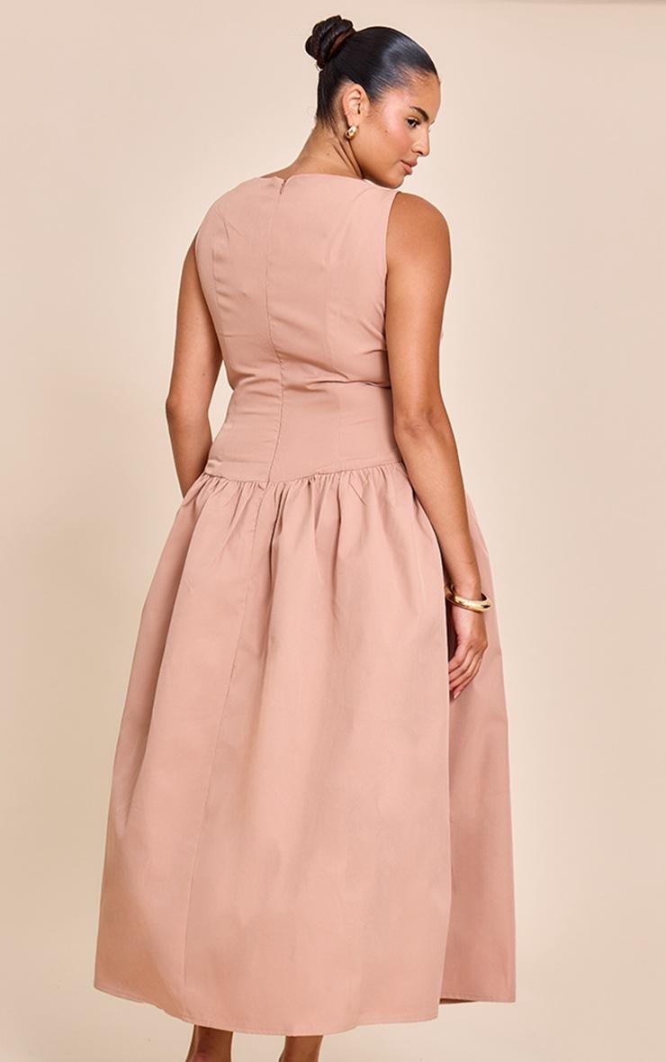 Pretty Little Thing Plus Taupe Dropped Waist Midaxi Dress