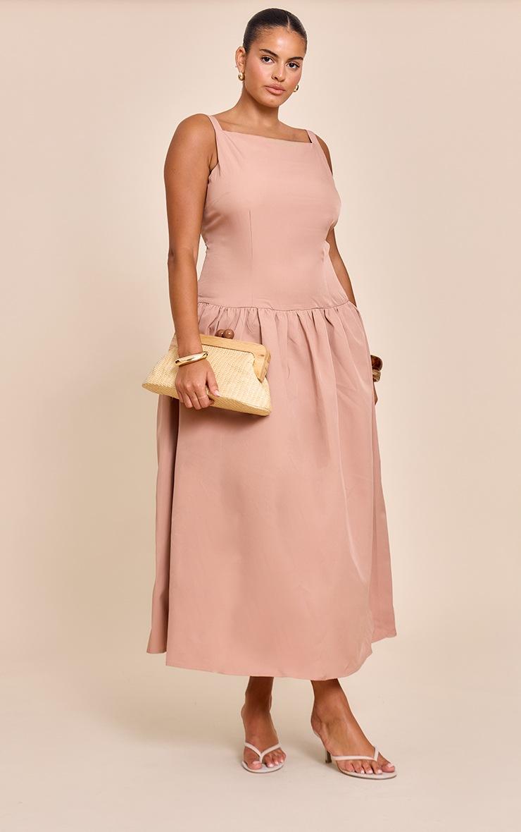 Pretty Little Thing Plus Taupe Dropped Waist Midaxi Dress