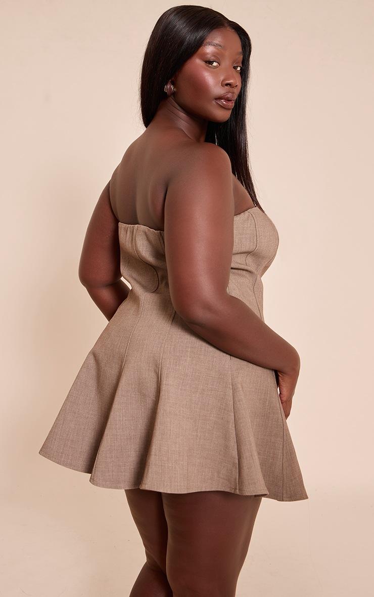 Pretty Little Thing Plus Taupe Woven Bandeau Shift Mini Dress