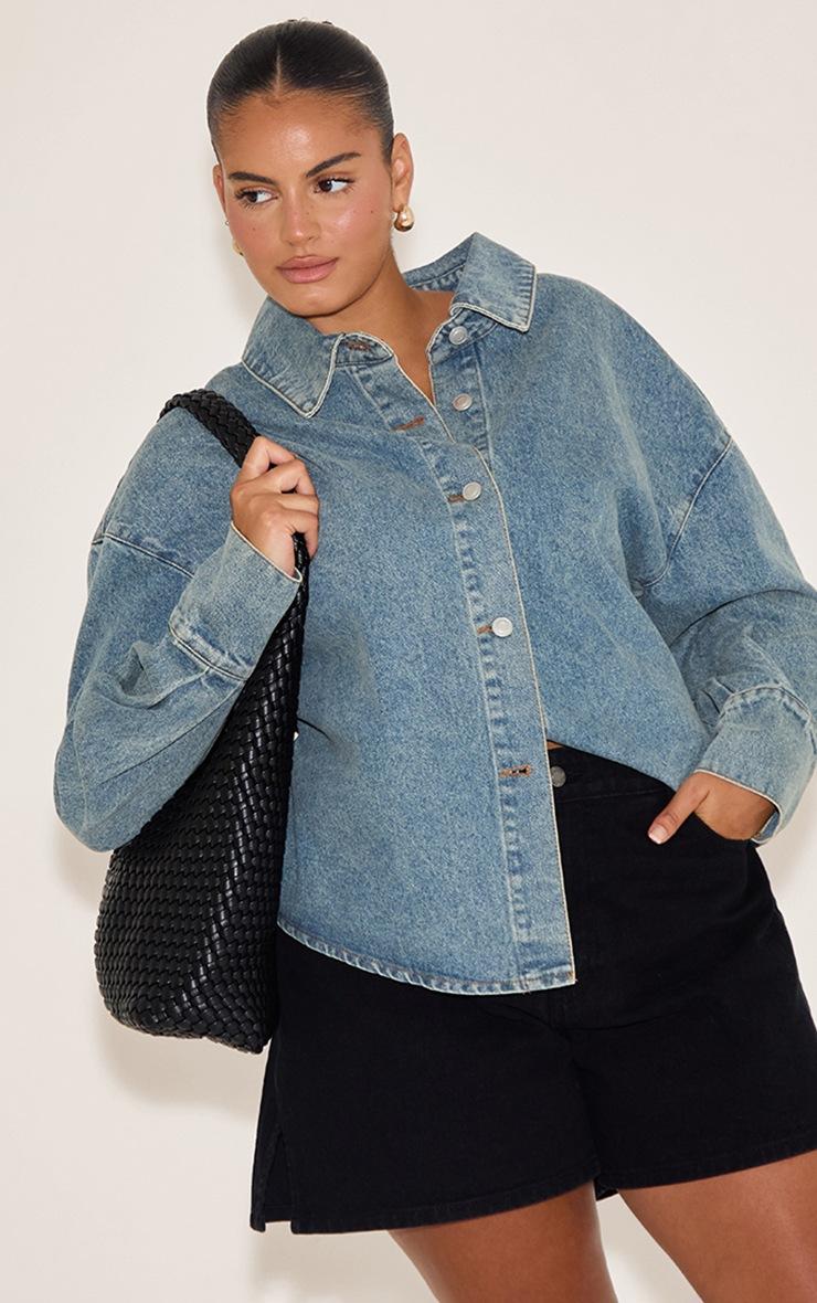 Pretty Little Thing Plus Vintage Balloon Sleeve Denim Shirt