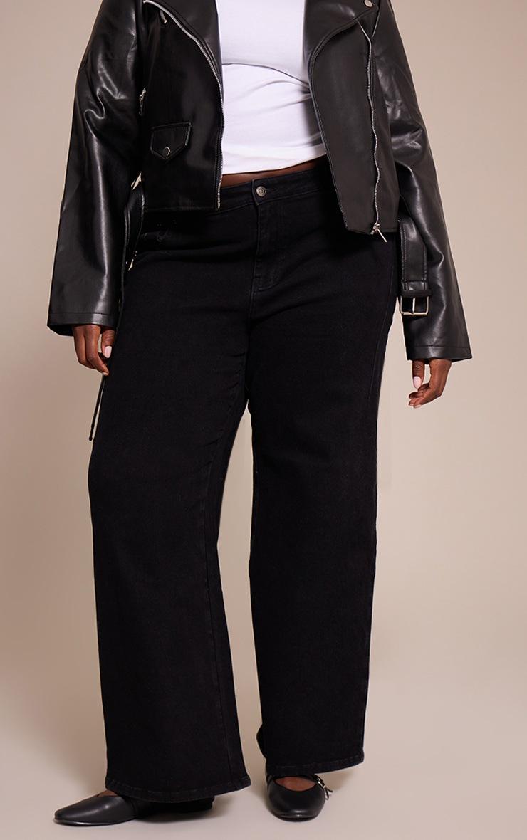 Pretty Little Thing Plus Washed Black Adjustable Waistband Detail Jean