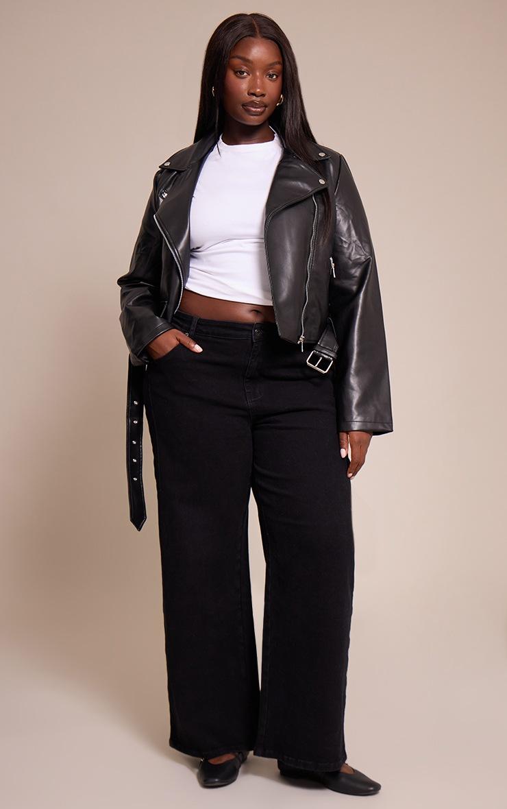 Pretty Little Thing Plus Washed Black Adjustable Waistband Detail Jean