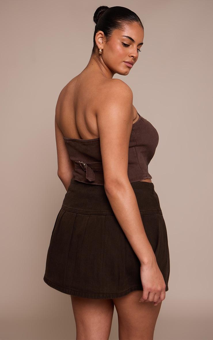 Pretty Little Thing Plus Washed Brown Adjustable Elasticated Bandeau Corset Top