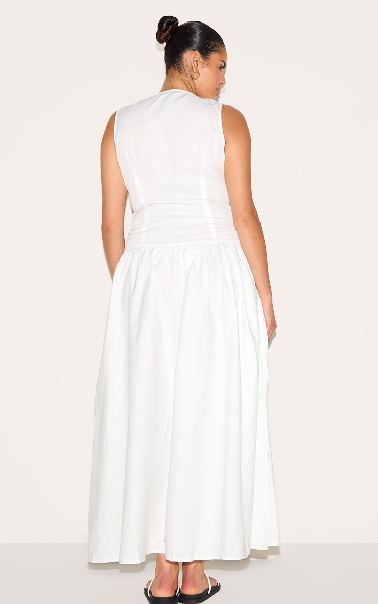 Pretty Little Thing Plus White Button Down Drop Waist Maxi Dress