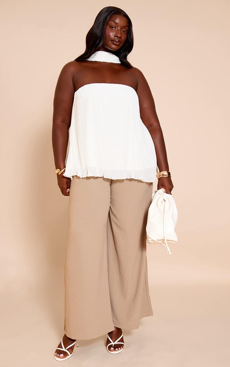 Pretty Little Thing Plus White Chiffon Bandeau Neck Scarf Detail Long Top