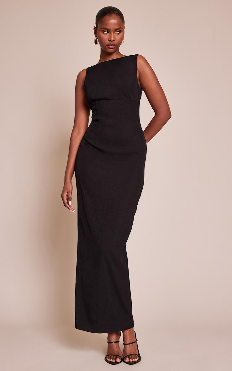Pretty Little Thing Premium Black Scoop Back Maxi Dress