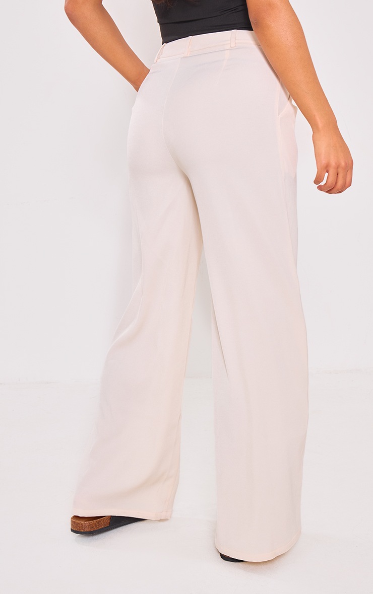 Pretty Little Thing Premium Cream Pleat Front Straight Leg Tailored Pants