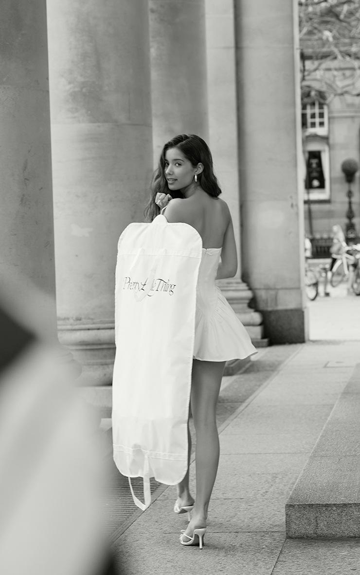 Pretty Little Thing Premium White Satin Sweetheart Corset Hip Pleated Romper