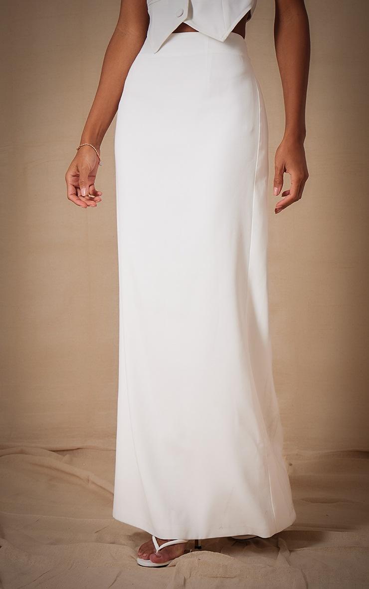 Pretty Little Thing Premium White Woven Button Detail Maxi Skirt