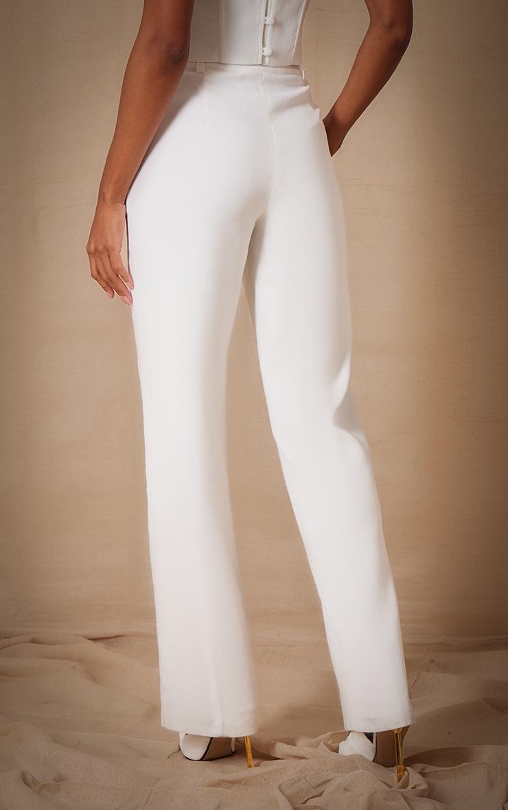 Pretty Little Thing Premium White Woven Pintuck Straight Leg Pants