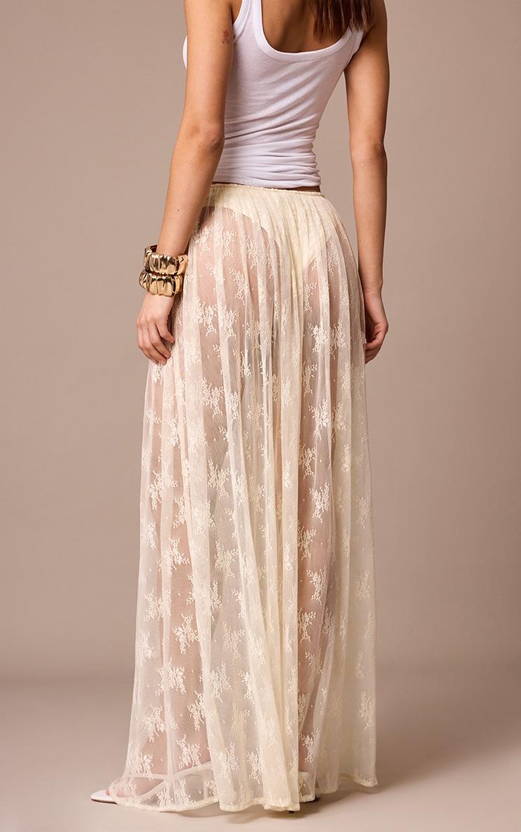 Pretty Little Thing Almond Sheer Lace Maxi Skirt