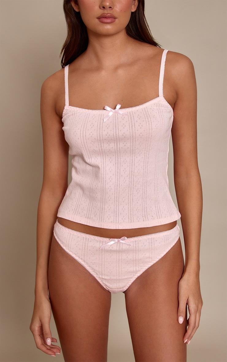 Pretty Little Thing Baby Pink Pointelle Thong