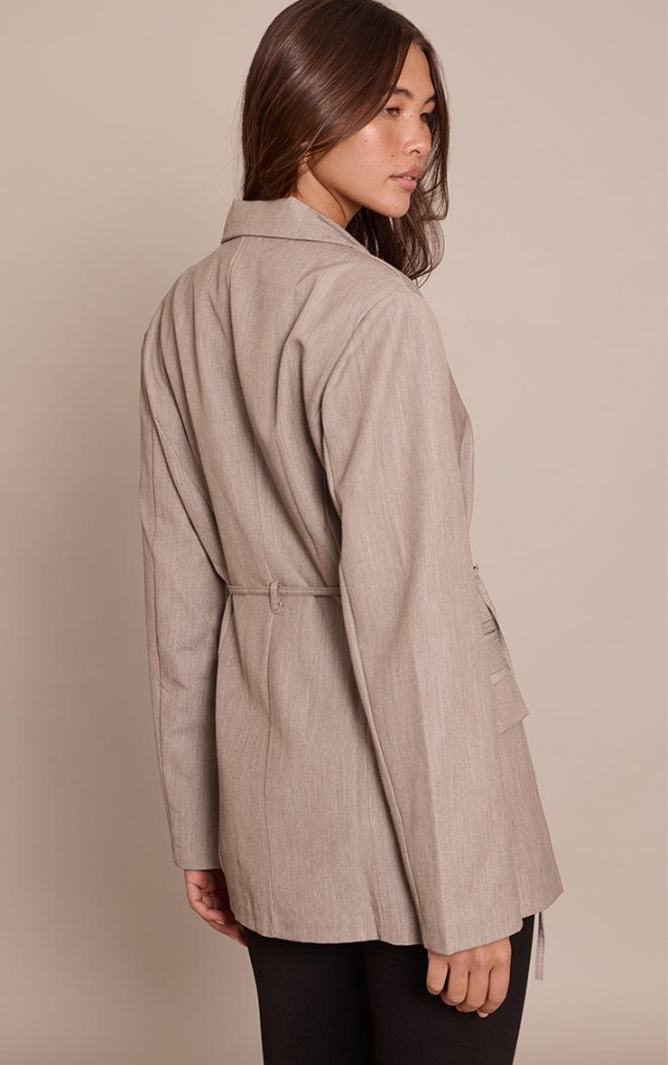 Pretty Little Thing Beige Belt Detail Blazer