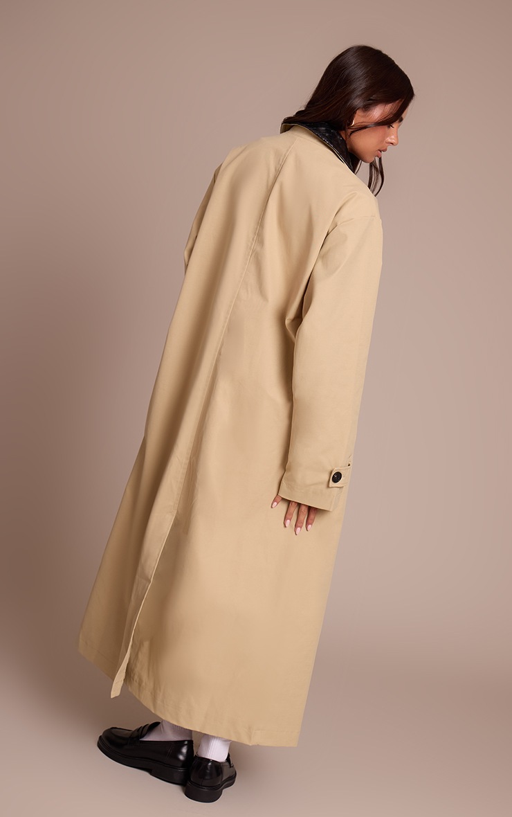 Pretty Little Thing Beige Quilted Collar Maxi Coat