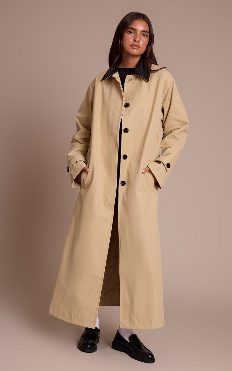 Pretty Little Thing Beige Quilted Collar Maxi Coat