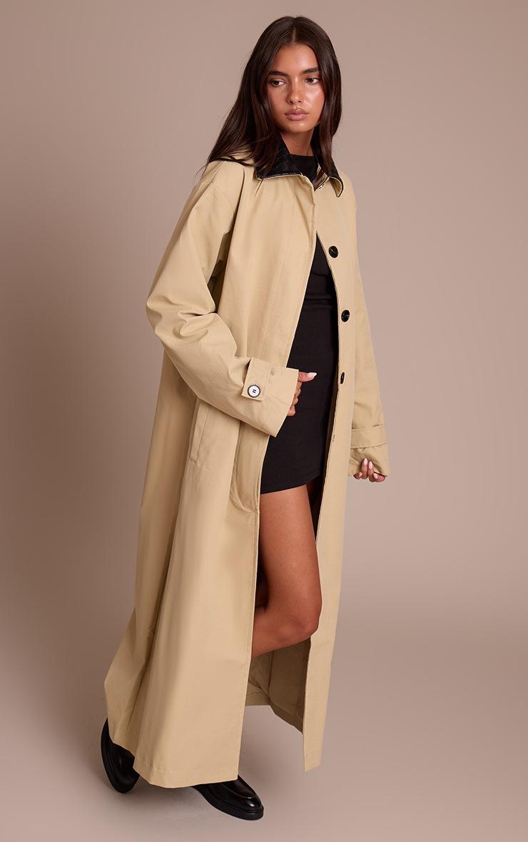 Pretty Little Thing Beige Quilted Collar Maxi Coat
