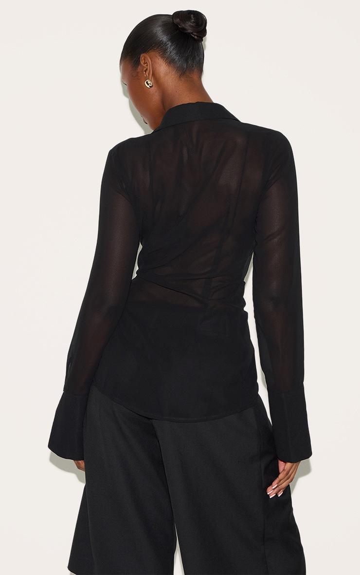 Pretty Little Thing Black Asymmetric Chiffon Shirt