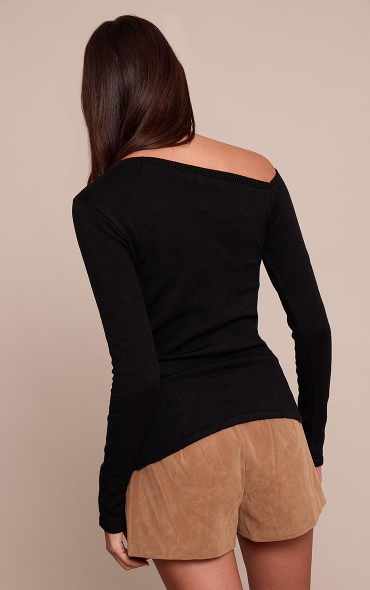 Pretty Little Thing Black Asymmetric Knit Top