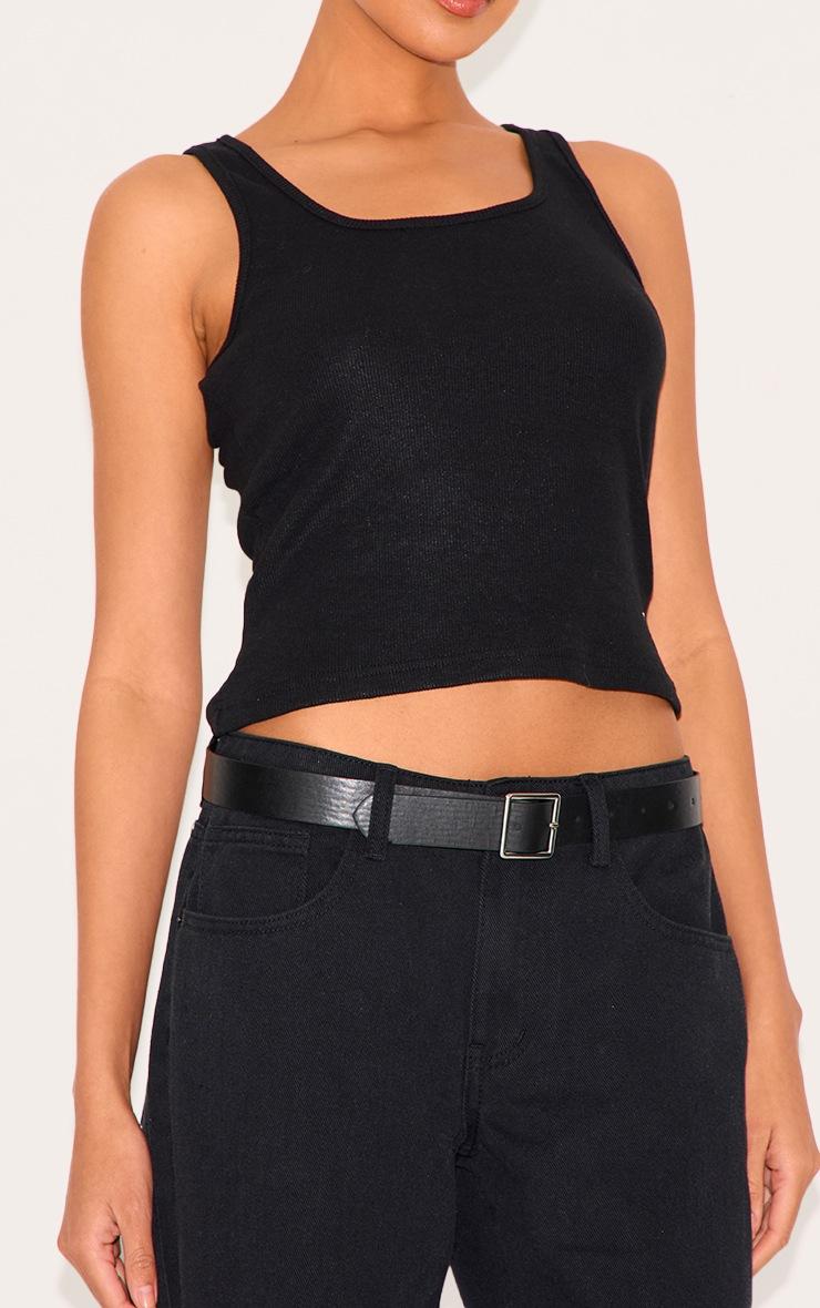 Pretty Little Thing Black Basic Square Buckle Belt