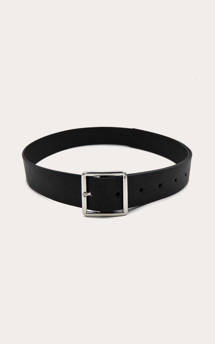 Pretty Little Thing Black Basic Square Buckle Belt
