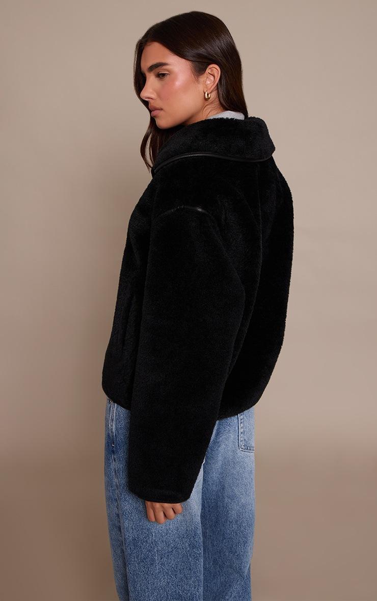 Pretty Little Thing Black Borg Cropped Coat