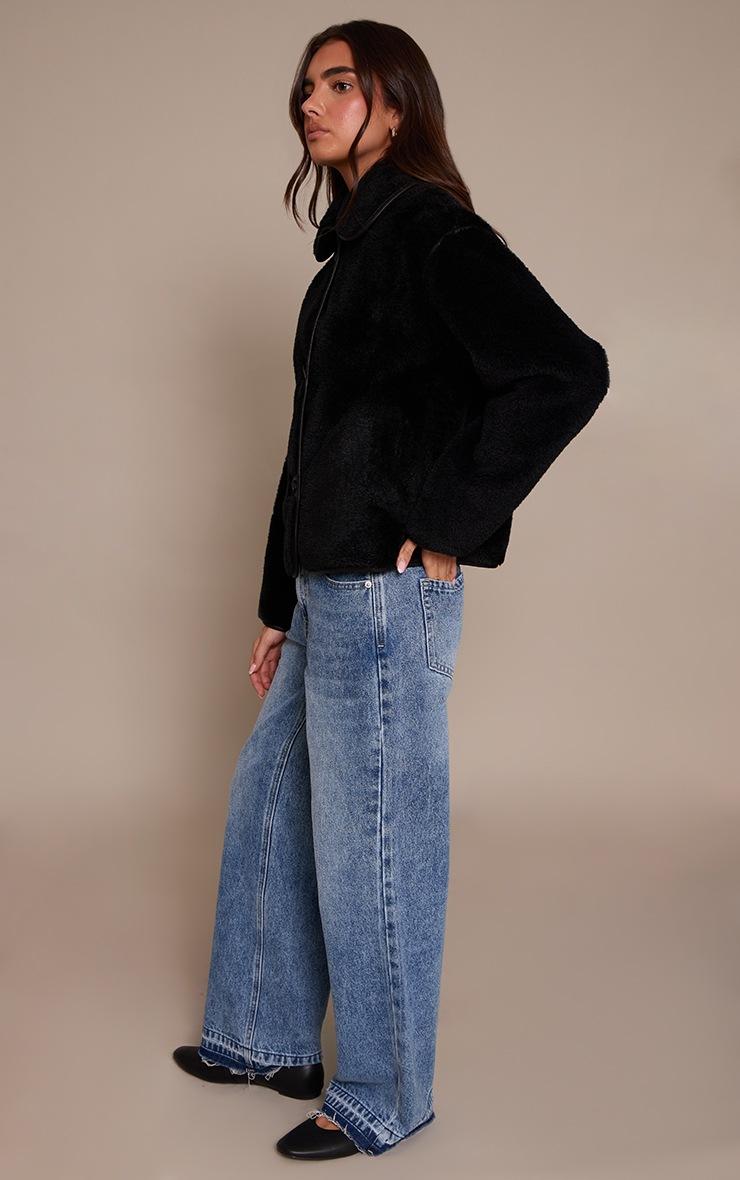 Pretty Little Thing Black Borg Cropped Coat