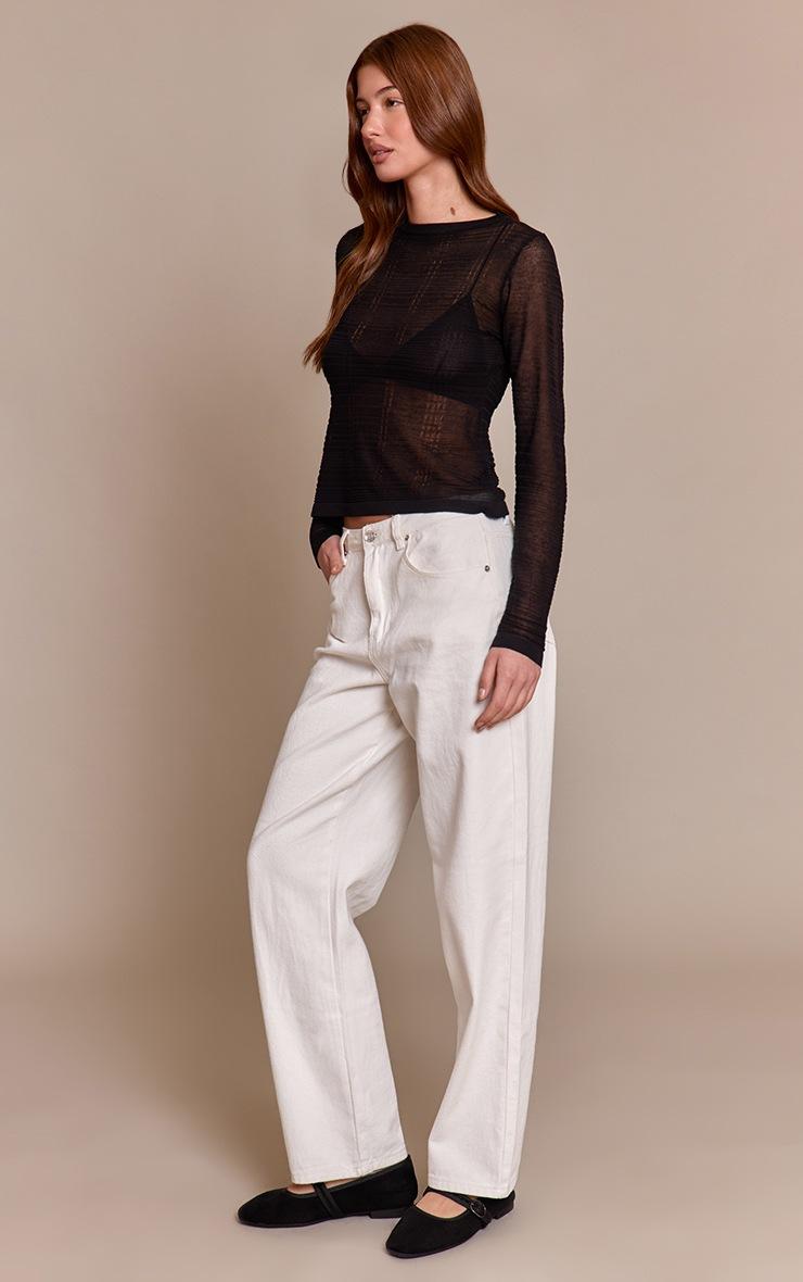 Pretty Little Thing Black Check Sheer Knit Top