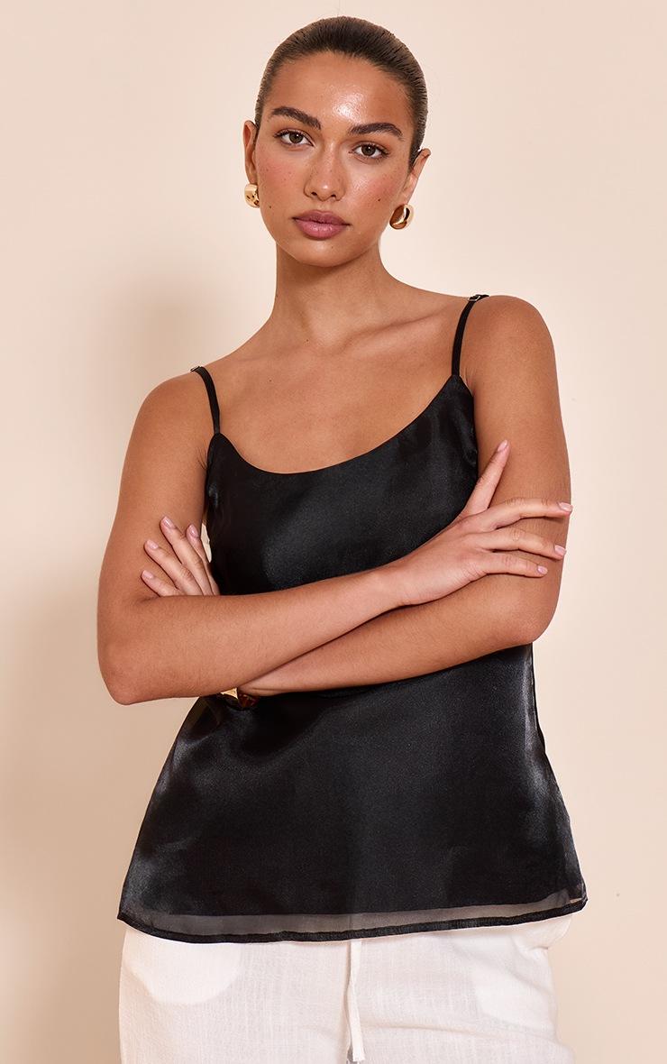 Pretty Little Thing Black Chiffon Strappy Cami Top